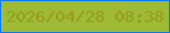 文字の大きさ：1、枠の色：0878f7、背景の色：9eba36、文字の色：989c1c 無料ブログパーツのブログ時計