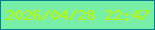 文字の大きさ：4、枠の色：087d92、背景の色：78efa6、文字の色：bff600 無料ブログパーツのブログ時計