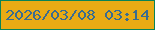 文字の大きさ：3、枠の色：088357、背景の色：e9ab14、文字の色：3a6c90 無料ブログパーツのブログ時計