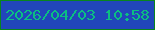 文字の大きさ：5、枠の色：08851e、背景の色：2146bb、文字の色：0bbf82 無料ブログパーツのブログ時計