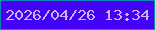 文字の大きさ：3、枠の色：0886b3、背景の色：4301f6、文字の色：cab4f3 無料ブログパーツのブログ時計