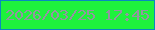 文字の大きさ：3、枠の色：088abf、背景の色：1ef23c、文字の色：9494a1 無料ブログパーツのブログ時計