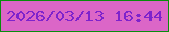 文字の大きさ：5、枠の色：088d0c、背景の色：db66c7、文字の色：7e23cc 無料ブログパーツのブログ時計