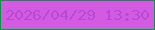 文字の大きさ：3、枠の色：089543、背景の色：d25be1、文字の色：b749d5 無料ブログパーツのブログ時計