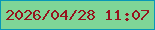 文字の大きさ：1、枠の色：0897b7、背景の色：7fd597、文字の色：96141e 無料ブログパーツのブログ時計