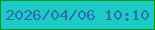 文字の大きさ：2、枠の色：08980e、背景の色：1ccbc7、文字の色：2b71a7 無料ブログパーツのブログ時計
