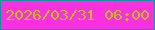 文字の大きさ：2、枠の色：08989e、背景の色：f830e0、文字の色：c4c014 無料ブログパーツのブログ時計