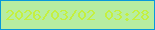 文字の大きさ：4、枠の色：0898db、背景の色：b7eda1、文字の色：c4f040 無料ブログパーツのブログ時計