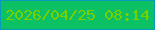 文字の大きさ：1、枠の色：089abb、背景の色：0bc164、文字の色：77d101 無料ブログパーツのブログ時計