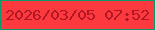 文字の大きさ：1、枠の色：089b69、背景の色：fc393e、文字の色：b11722 無料ブログパーツのブログ時計
