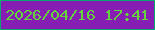 文字の大きさ：2、枠の色：08a670、背景の色：871eb4、文字の色：64d43e 無料ブログパーツのブログ時計