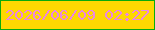 文字の大きさ：1、枠の色：08ab0d、背景の色：fed801、文字の色：ec86e1 無料ブログパーツのブログ時計