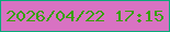 文字の大きさ：5、枠の色：08ab79、背景の色：d872c2、文字の色：36a103 無料ブログパーツのブログ時計