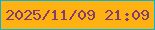 文字の大きさ：1、枠の色：08b1db、背景の色：fdb212、文字の色：7f3d71 無料ブログパーツのブログ時計
