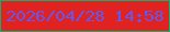 文字の大きさ：1、枠の色：08b56e、背景の色：e02320、文字の色：6257ee 無料ブログパーツのブログ時計