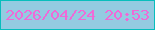 文字の大きさ：1、枠の色：08bebc、背景の色：94cbe1、文字の色：ef6ad7 無料ブログパーツのブログ時計