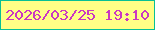 文字の大きさ：2、枠の色：08c095、背景の色：ffff86、文字の色：ca37c2 無料ブログパーツのブログ時計