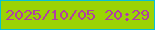 文字の大きさ：5、枠の色：08c1d4、背景の色：9bd305、文字の色：b13ea4 無料ブログパーツのブログ時計