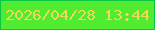 文字の大きさ：2、枠の色：08c543、背景の色：51eb31、文字の色：efdb54 無料ブログパーツのブログ時計