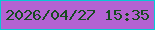 文字の大きさ：5、枠の色：08c8d4、背景の色：b462d2、文字の色：174b20 無料ブログパーツのブログ時計