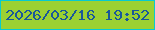 文字の大きさ：2、枠の色：08cad1、背景の色：9cd133、文字の色：195899 無料ブログパーツのブログ時計