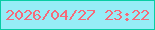 文字の大きさ：4、枠の色：08cda4、背景の色：96edf7、文字の色：f56a7a 無料ブログパーツのブログ時計