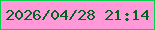 文字の大きさ：2、枠の色：08ce50、背景の色：ff99d7、文字の色：006421 無料ブログパーツのブログ時計