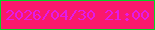 文字の大きさ：3、枠の色：08d126、背景の色：fa186d、文字の色：e31ae9 無料ブログパーツのブログ時計