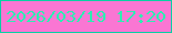 文字の大きさ：2、枠の色：08d1a4、背景の色：fa76d3、文字の色：2eeeb1 無料ブログパーツのブログ時計