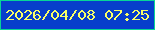 文字の大きさ：3、枠の色：08d596、背景の色：073ecb、文字の色：f9ff67 無料ブログパーツのブログ時計