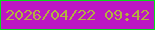文字の大きさ：1、枠の色：08db1c、背景の色：bc17c3、文字の色：b3b040 無料ブログパーツのブログ時計