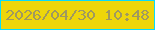 文字の大きさ：2、枠の色：08dbfb、背景の色：eed60a、文字の色：a0995f 無料ブログパーツのブログ時計