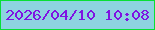 文字の大きさ：4、枠の色：08df35、背景の色：8dd3e0、文字の色：7f13e2 無料ブログパーツのブログ時計
