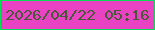 文字の大きさ：4、枠の色：08df54、背景の色：e942c3、文字の色：49573a 無料ブログパーツのブログ時計