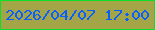 文字の大きさ：1、枠の色：08e029、背景の色：a4a547、文字の色：095ffd 無料ブログパーツのブログ時計