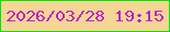 文字の大きさ：5、枠の色：08e307、背景の色：f6d595、文字の色：b824c3 無料ブログパーツのブログ時計
