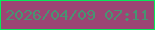 文字の大きさ：2、枠の色：08e85a、背景の色：9c4574、文字の色：489472 無料ブログパーツのブログ時計