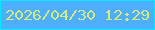 文字の大きさ：5、枠の色：08e9fa、背景の色：4daffd、文字の色：d6e884 無料ブログパーツのブログ時計