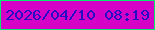 文字の大きさ：4、枠の色：08ea6f、背景の色：d501c6、文字の色：270dc4 無料ブログパーツのブログ時計