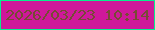 文字の大きさ：5、枠の色：08ed8d、背景の色：cf189a、文字の色：774b34 無料ブログパーツのブログ時計