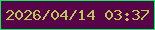 文字の大きさ：4、枠の色：08f25f、背景の色：590348、文字の色：b7cb51 無料ブログパーツのブログ時計