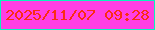 文字の大きさ：4、枠の色：08f4bb、背景の色：ff3fe4、文字の色：fb2c14 無料ブログパーツのブログ時計