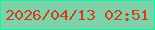文字の大きさ：4、枠の色：08fa9c、背景の色：7fd1aa、文字の色：cf3f1f 無料ブログパーツのブログ時計