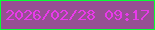 文字の大きさ：5、枠の色：08fe35、背景の色：974f93、文字の色：e93aea 無料ブログパーツのブログ時計
