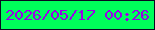文字の大きさ：4、枠の色：09081f、背景の色：00fe5a、文字の色：9b00e7 無料ブログパーツのブログ時計