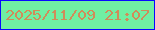 文字の大きさ：3、枠の色：0908ff、背景の色：70efa3、文字の色：d08c5a 無料ブログパーツのブログ時計