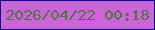 文字の大きさ：3、枠の色：09098b、背景の色：cb64d6、文字の色：50724b 無料ブログパーツのブログ時計