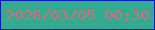 文字の大きさ：2、枠の色：091bb7、背景の色：33ab91、文字の色：dc6a7b 無料ブログパーツのブログ時計