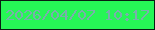 文字の大きさ：3、枠の色：091d12、背景の色：26f656、文字の色：79afac 無料ブログパーツのブログ時計