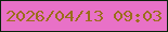 文字の大きさ：4、枠の色：09240b、背景の色：e871c7、文字の色：9a6d1a 無料ブログパーツのブログ時計